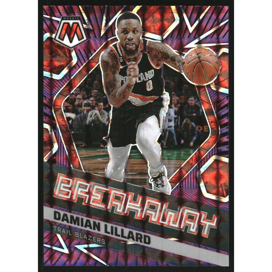 2022-23 Panini Mosaic Breakaway Mosaic Purple #18 Damian Lillard. rookie card picture