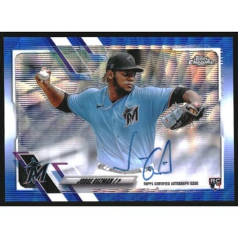2021 Topps Chrome Rookie Autographs Blue Wave Refractors #RAJGU Jorge Guzman