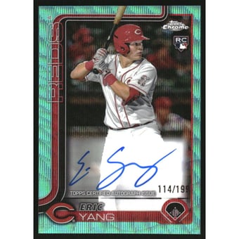 2025 Topps Chrome Rookie Autographs Aqua Wave Refractors #RAYANG Eric Yang