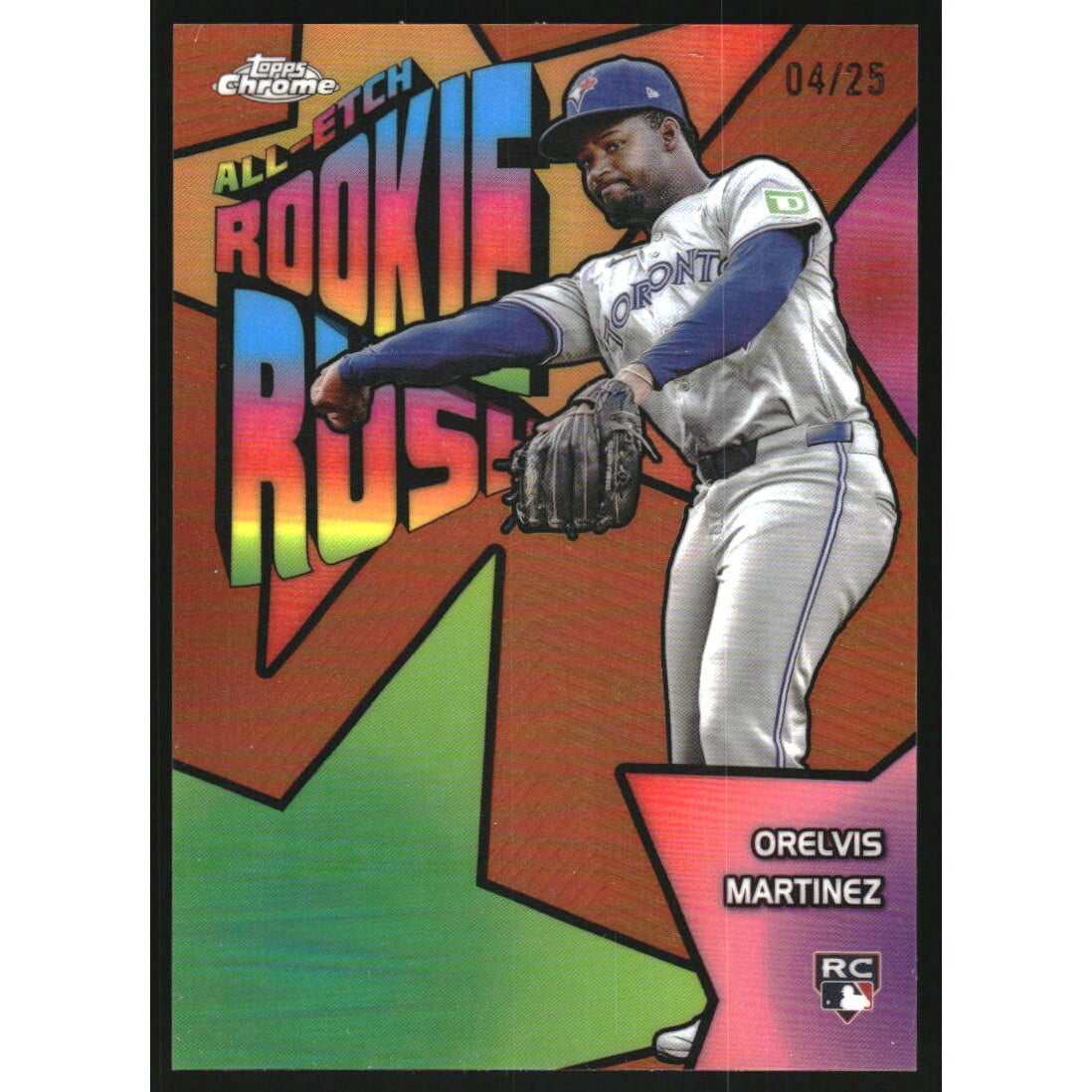 2025 Topps Chrome All Etch Rookie Rush Orange Refractors #CERR17 Orelvis Martinez. rookie card picture