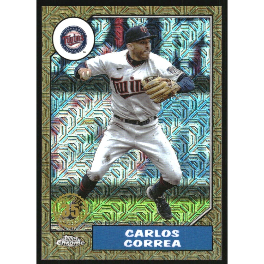 2022 Topps Update '87 Topps Silver Pack Chrome Gold Refractors #T87C46 Carlos Correa. rookie card picture