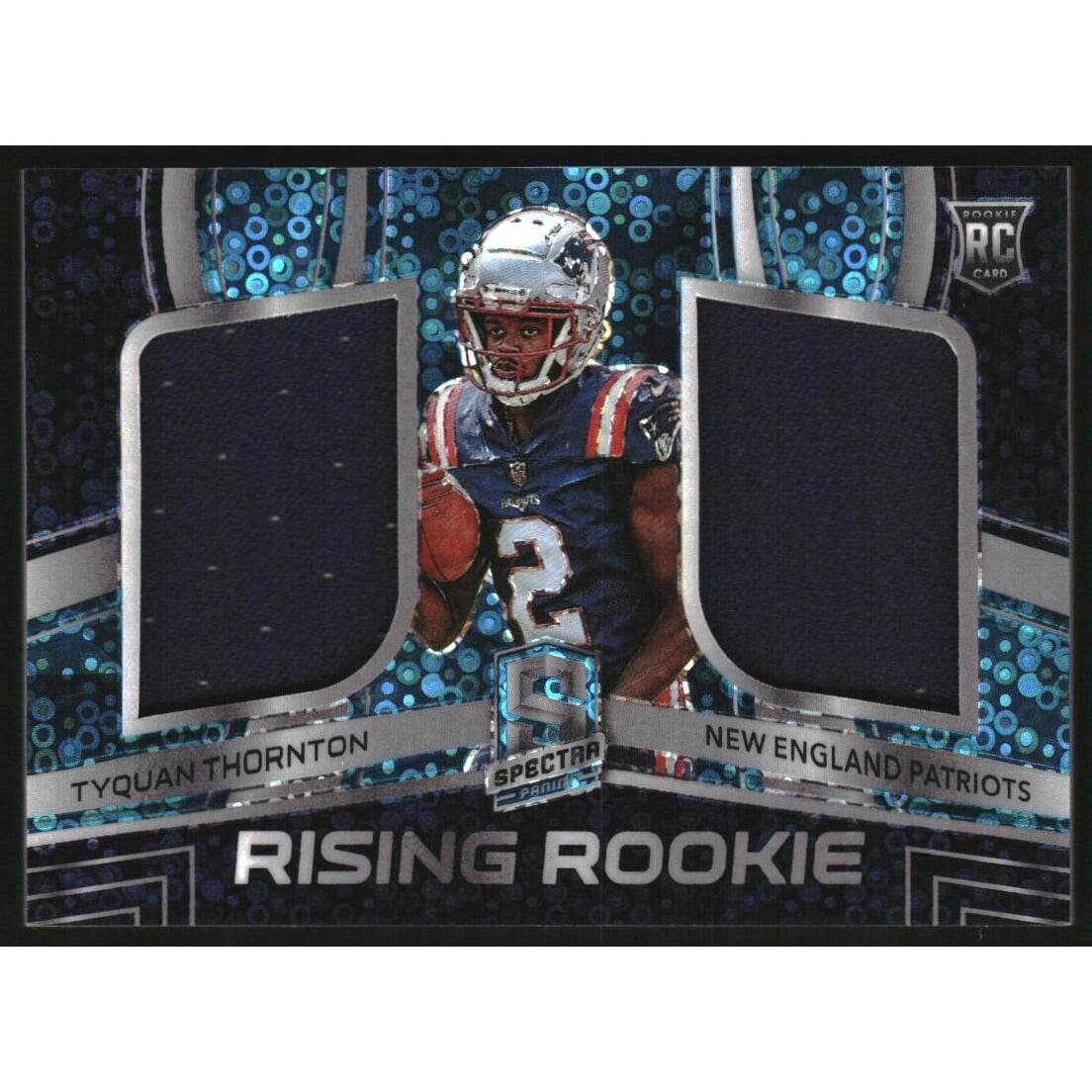 2022 Panini Spectra Rising Rookie Materials Neon Blue #17 Tyquan Thornton. rookie card picture