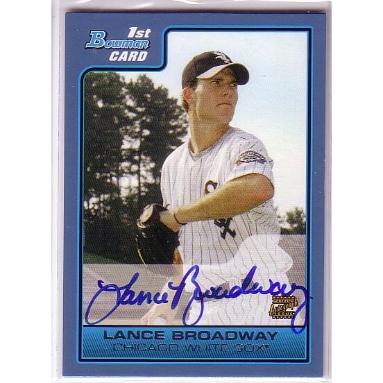 2006 Bowman Prospects Blue #B112 Lance Broadway AU. rookie card picture