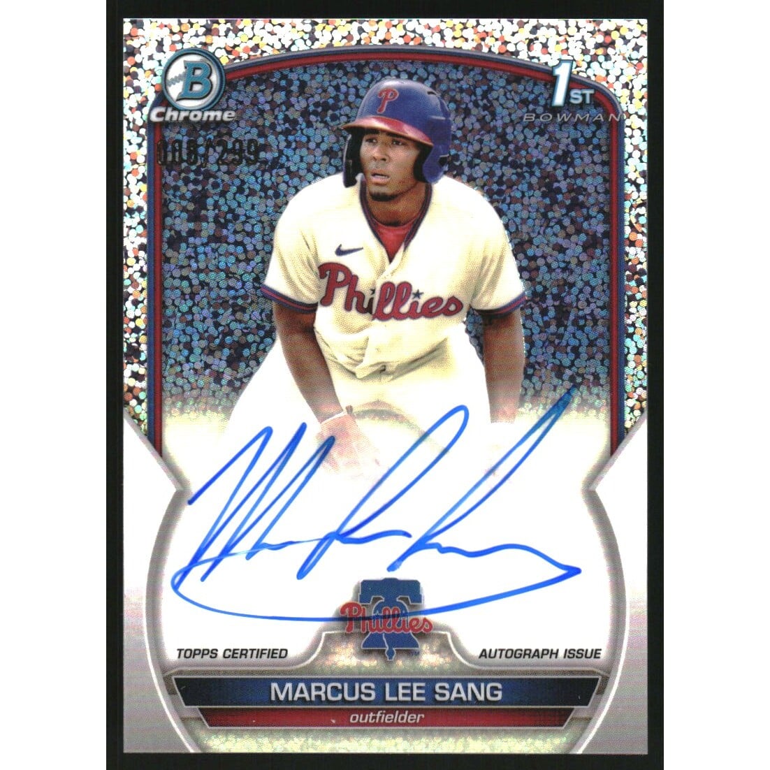 2023 Bowman Chrome Prospect Autographs Speckle Refractors #CPAML Marcus Lee Sang. rookie card picture