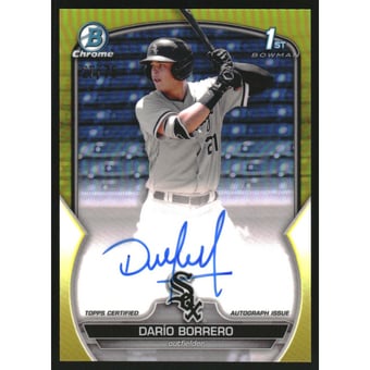 2023 Bowman Chrome Prospect Autographs Yellow Refractors #CPADBO Dario Borrero