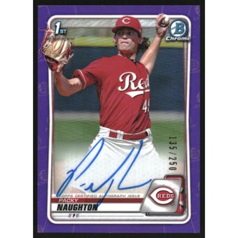 2020 Bowman Chrome Prospect Autographs Purple Refractors #CPAPN Packy Naughton