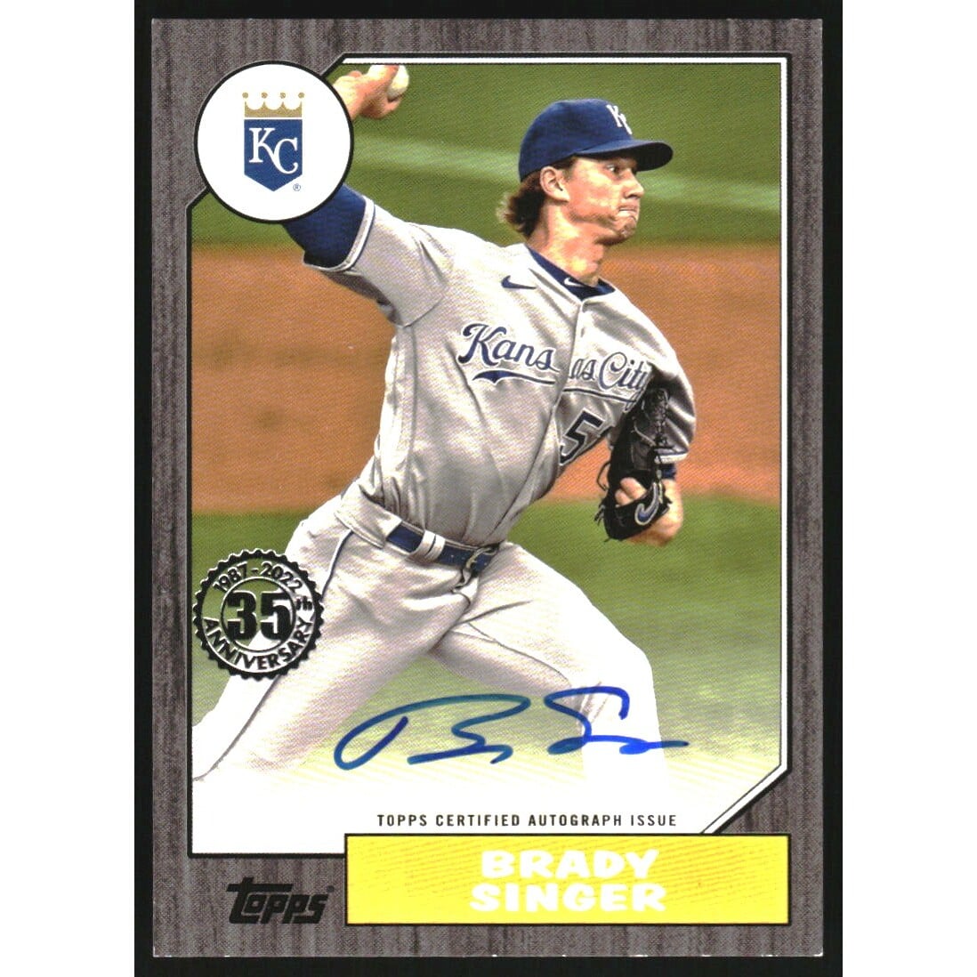 2022 Topps '87 Topps Autographs Black #87BABS Brady Singer. rookie card picture