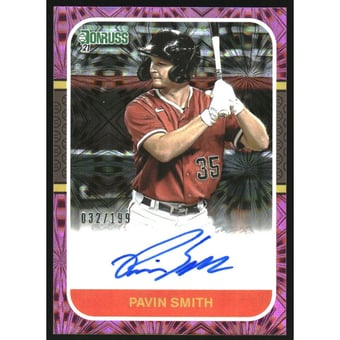 2021 Donruss Retro '87 Signatures Pink Fireworks #25 Pavin Smith/199