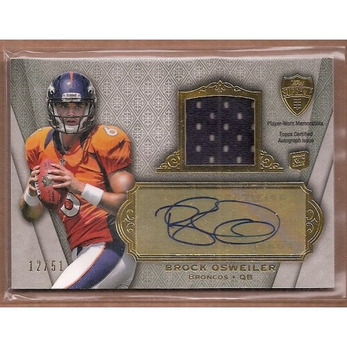 2012 Topps Supreme Autographed Relics #SARBO Brock Osweiler. rookie card picture
