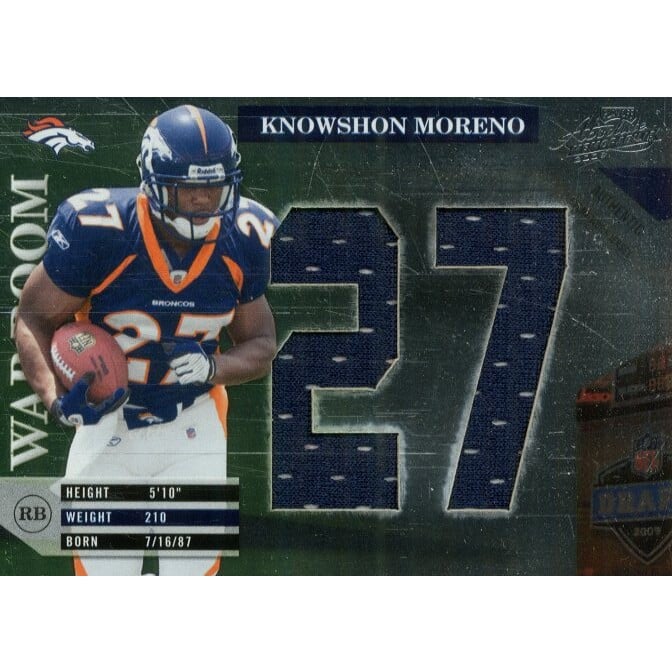 2009 Absolute Memorabilia War Room Materials Oversize Jersey Number #19 Knowshon Moreno