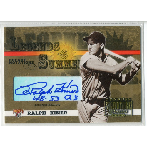 2003 Donruss Signature Legends of Summer Autographs Notations Decade #29B Ralph Kiner 48-53 AS. rookie card picture