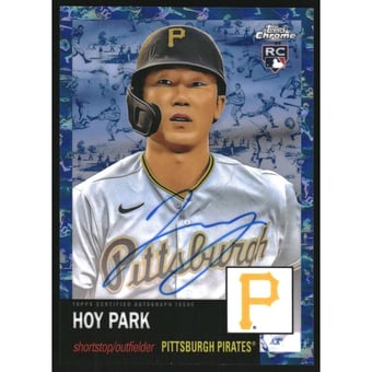 2022 Topps Chrome Platinum Anniversary Autographs Platinum Toile Cream Blue Refractors #CPAHP Hoy Park