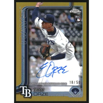 2025 Topps Chrome Rookie Autographs Gold Refractors #RAEO Eric Orze
