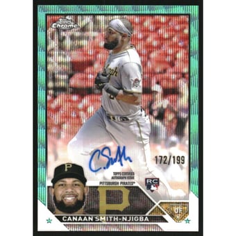 2023 Topps Chrome Rookie Autographs Aqua Wave Refractors #RACSN Canaan Smith-Njigba