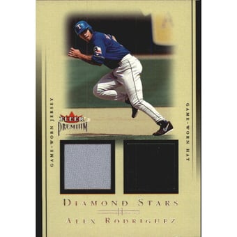 2002 Fleer Premium Diamond Stars Dual Game Used #7 Alex Rodriguez Jsy-Hat