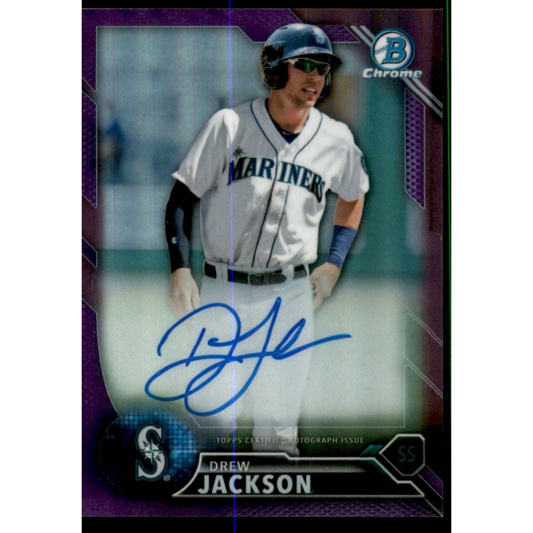 2016 Bowman Chrome Prospect Autographs Purple Refractors #CPADJ Drew Jackson. rookie card picture