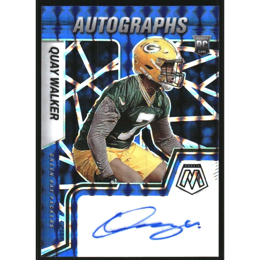 2022 Panini Mosaic Rookie Autographs Mosaic Blue #72 Quay Walker. rookie card picture