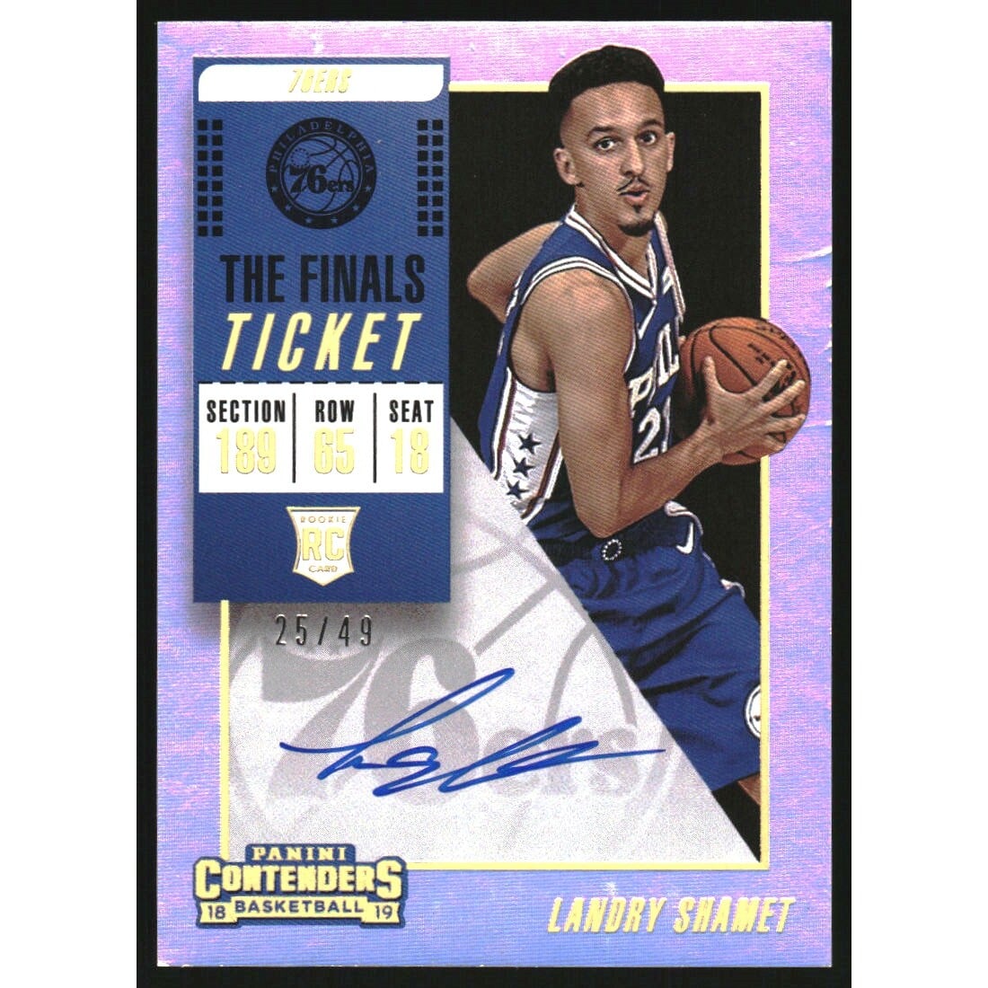 2018-19 Panini Contenders The Finals Ticket #131 Landry Shamet AU. rookie card picture