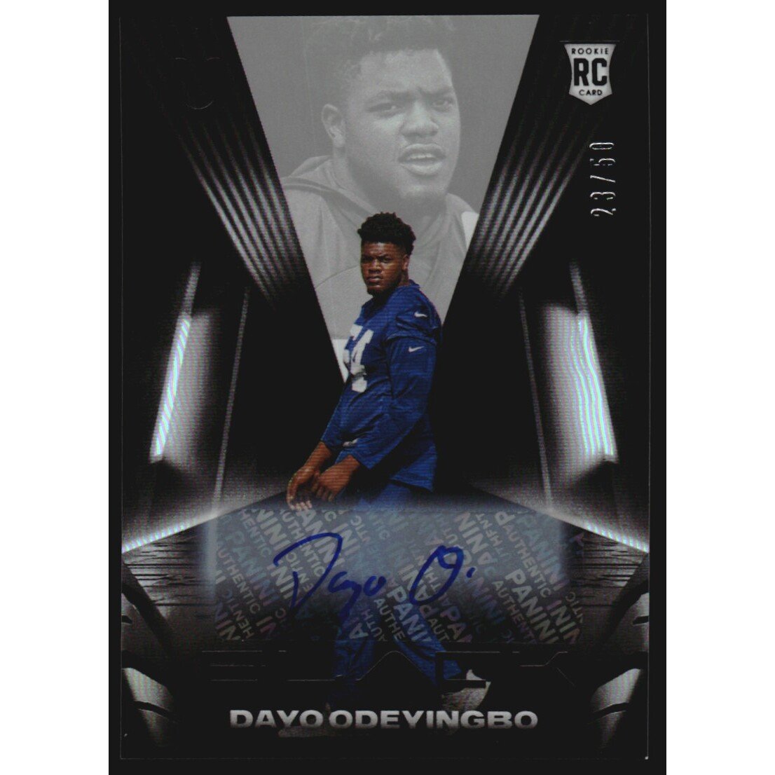 2021 Panini Black Rookie Autographs Silver #168 Dayo Odeyingbo/50. rookie card picture