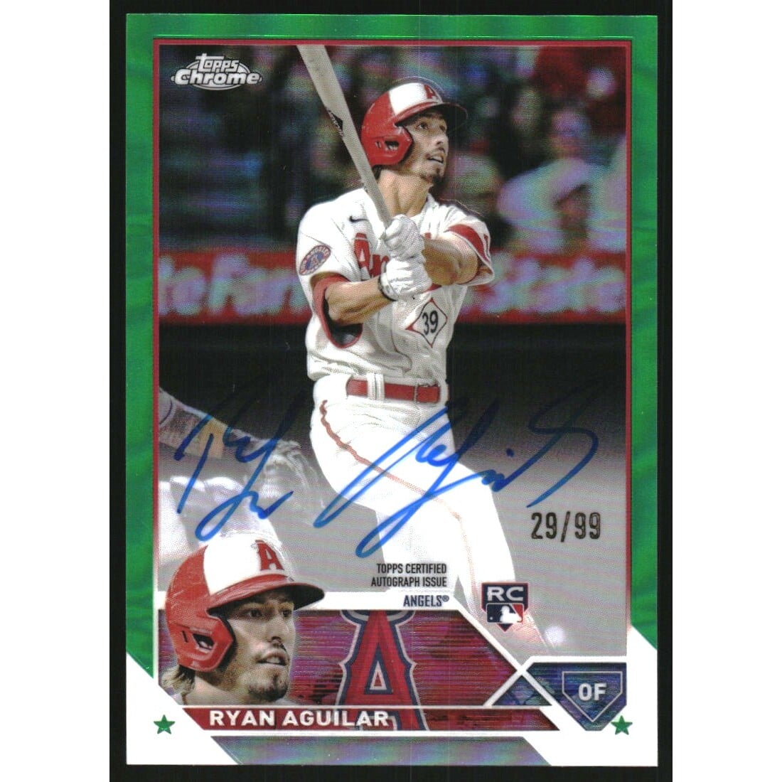 2023 Topps Chrome Rookie Autographs Green Refractors #RARA Ryan Aguilar. rookie card picture