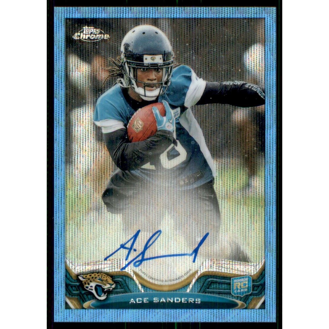 2013 Topps Chrome Rookie Autographs Blue Wave Refractors #79 Ace Sanders. rookie card picture