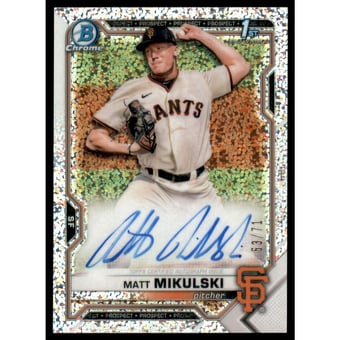 2021 Bowman Chrome Draft Autographs Sparkle Refractors #CDAMMI Matt Mikulski