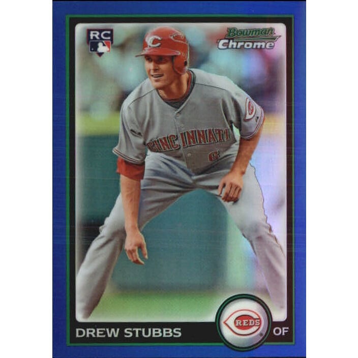 2010 Bowman Chrome Blue Refractors #206 Drew Stubbs. rookie card picture