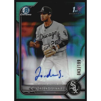 2022 Bowman Chrome Draft Autographs Aqua Lava Refractors #CDAJS Jordan Sprinkle