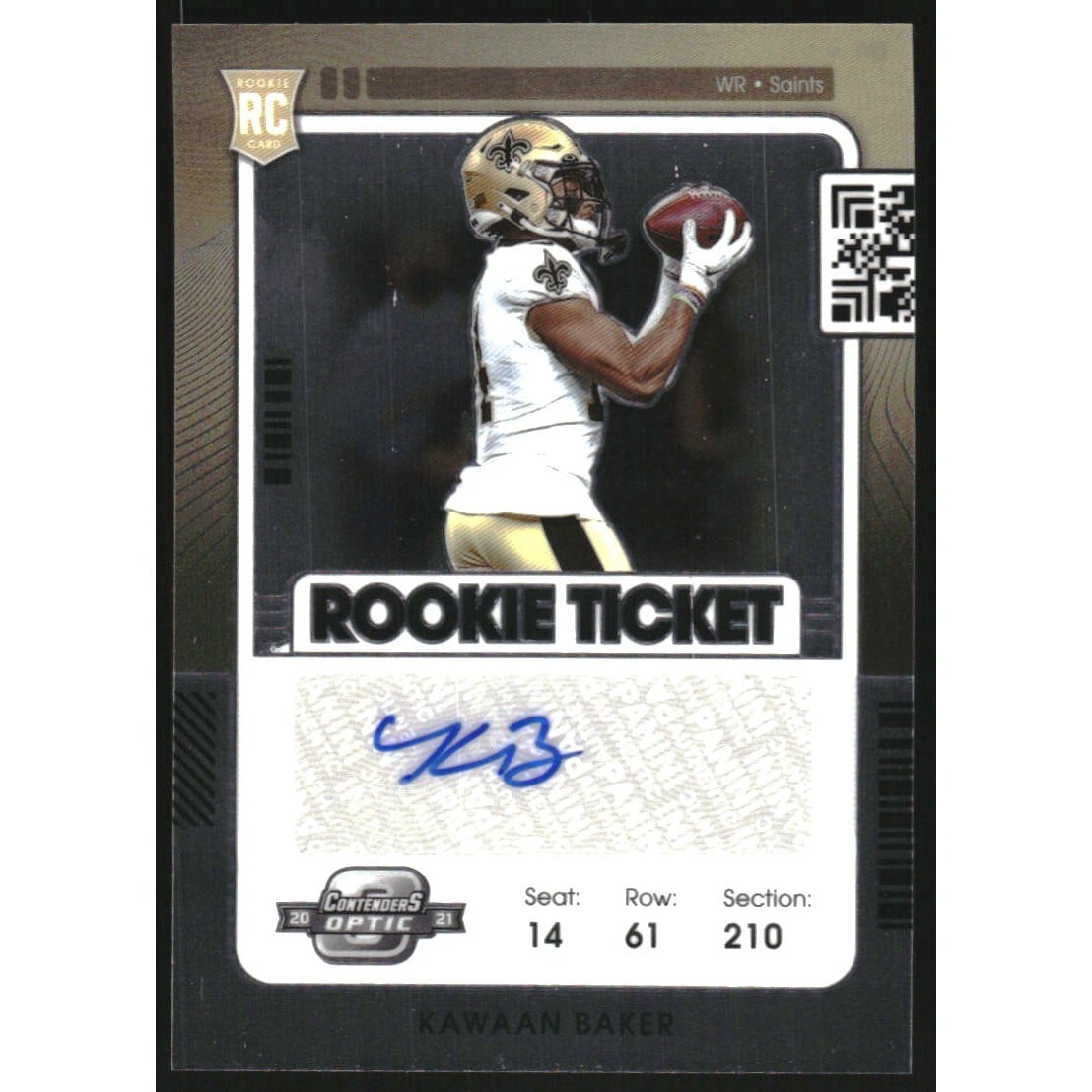 2021 Panini Contenders Optic #200 Kawaan Baker AU RC. rookie card picture