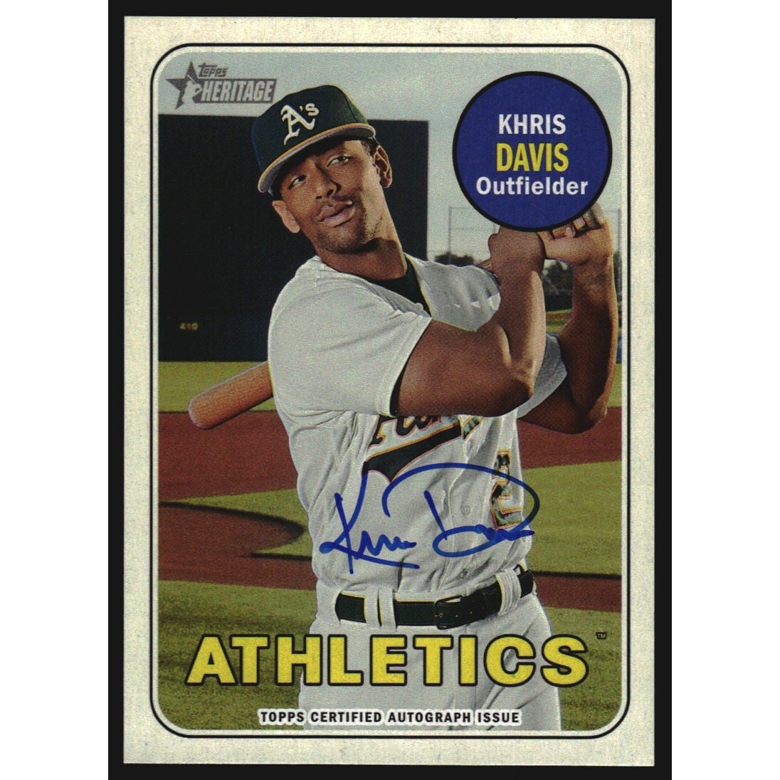 2018 Topps Heritage Real One Autographs #ROAKD Khris Davis. rookie card picture