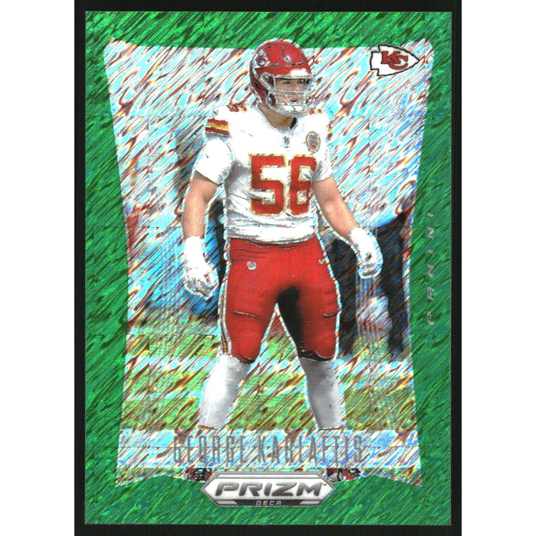 2024 Panini Prizm Deca Prizms Green Shimmer FOTL #155 George Karlaftis. rookie card picture