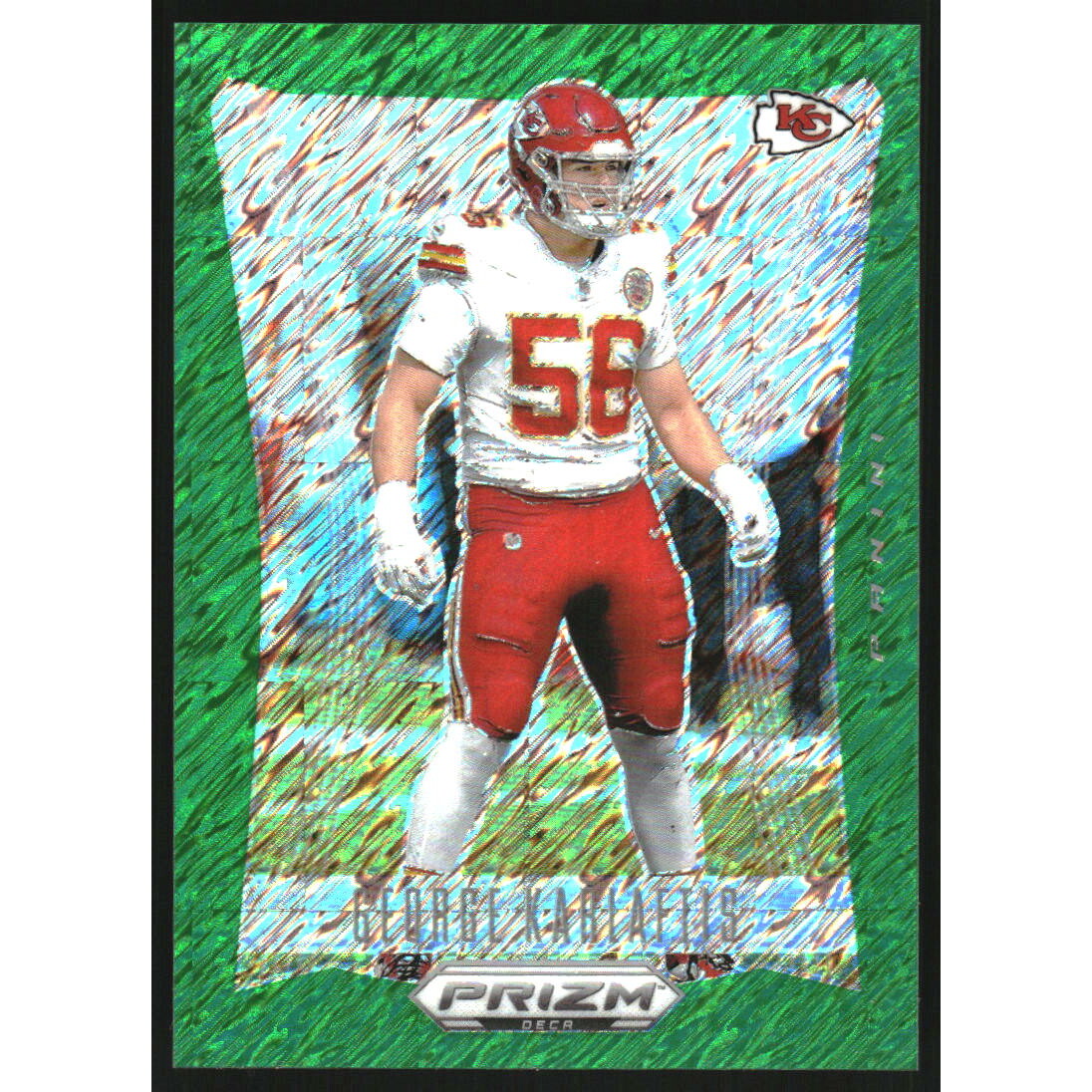 2024 Panini Prizm Deca Prizms Green Shimmer FOTL #155 George Karlaftis. rookie card picture