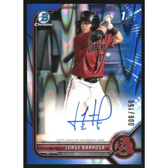 2022 Bowman Chrome Prospect Autographs Blue RayWave Refractors #CPAJBA Jorge Barrosa