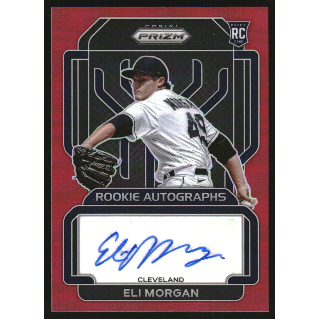 2022 Panini Prizm Rookie Autographs Prizms Red #16 Eli Morgan. rookie card picture