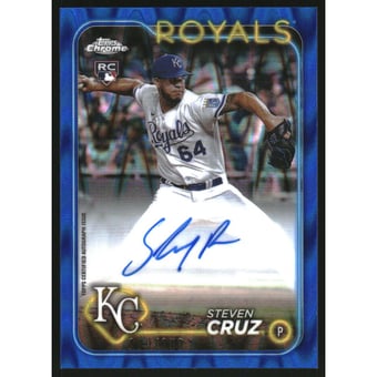 2024 Topps Chrome Rookie Autographs Blue RayWave Refractors #RASC Steven Cruz