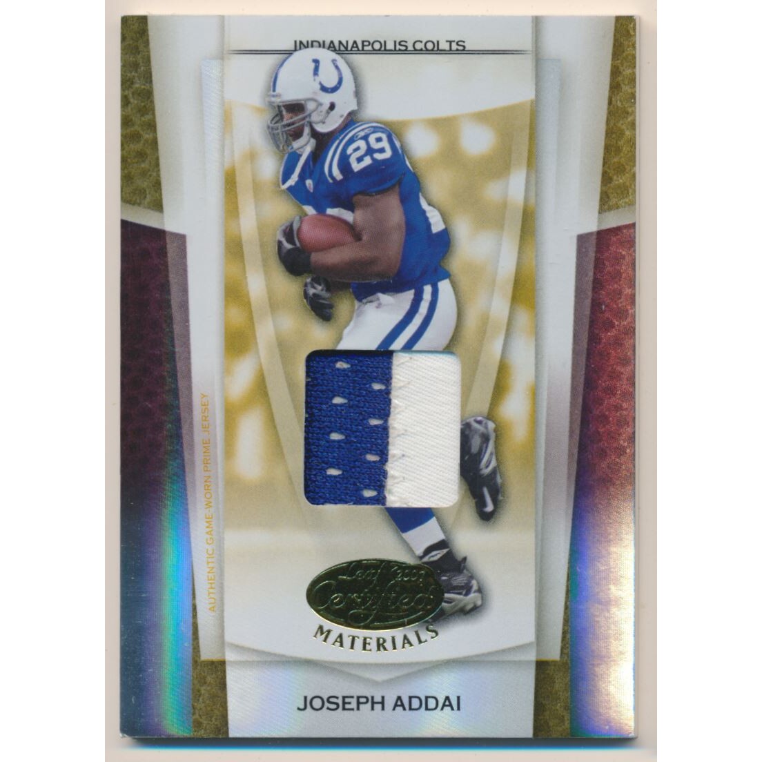 2007 Leaf Certified Materials Mirror Gold Materials #119 Joseph Addai