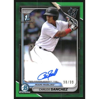 2024 Bowman Chrome Prospect Autographs Green Refractors #CPACS Carlos Sanchez