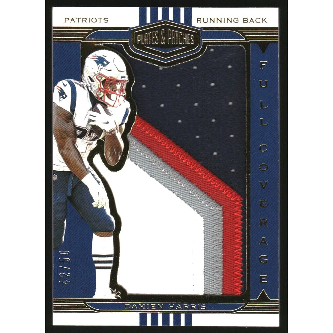 2019 Panini Plates and Patches Full Coverage Patches #14 Damien Harris. rookie card picture