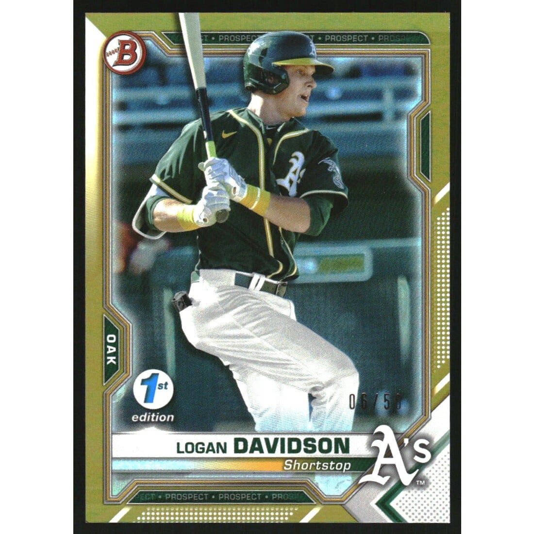 2021 Bowman 1st Edition Gold Foil #BFE115 Logan Davidson. rookie card picture