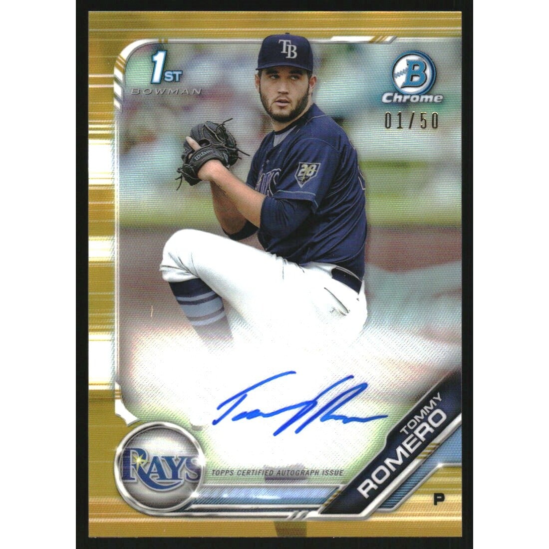 2019 Bowman Chrome Prospect Autographs Gold Refractors #CPATR Tommy Romero. rookie card picture