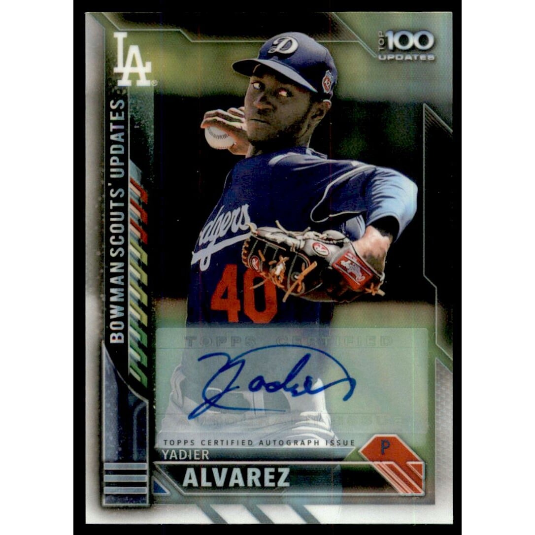 2016 Bowman Chrome Bowman Scouts Updates Autographs #BSUYA Yadier Alvarez. rookie card picture