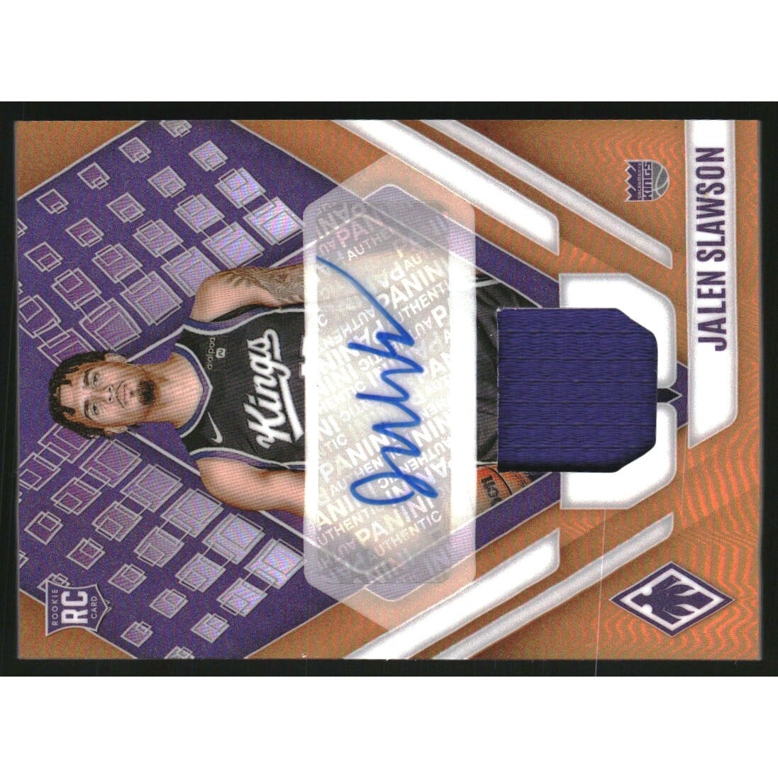 2023-24 Panini Phoenix Rookie Jersey Autographs Orange #7 Jalen Slawson. rookie card picture