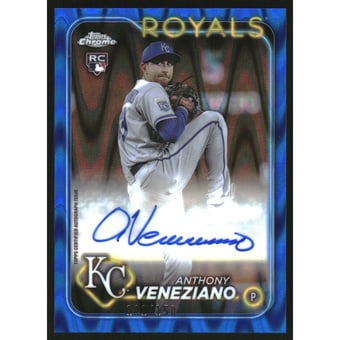 2024 Topps Chrome Rookie Autographs Blue RayWave Refractors #RAAV Anthony Veneziano