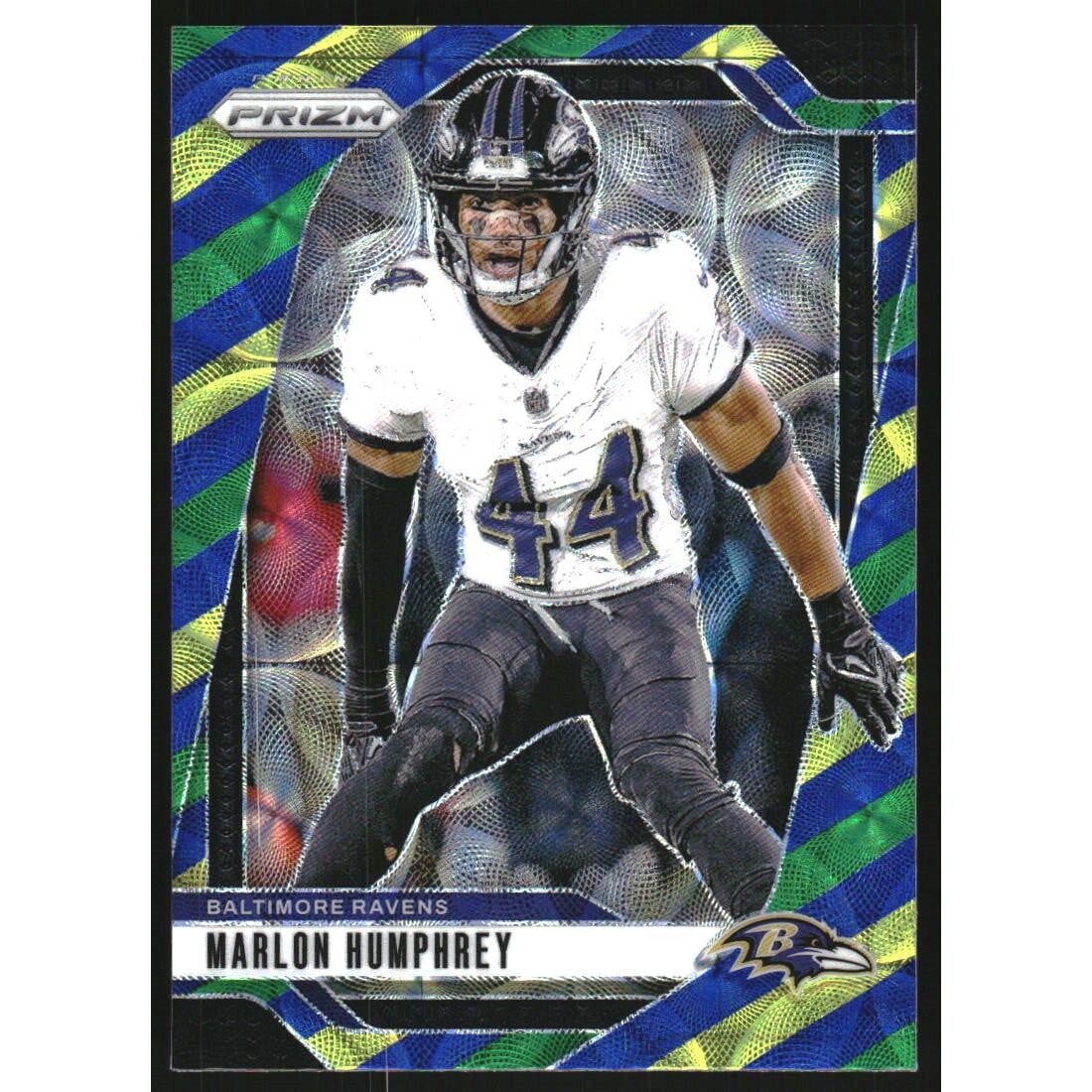 2024 Panini Prizm Prizms Choice Blue Yellow and Green #24 Marlon Humphrey. rookie card picture