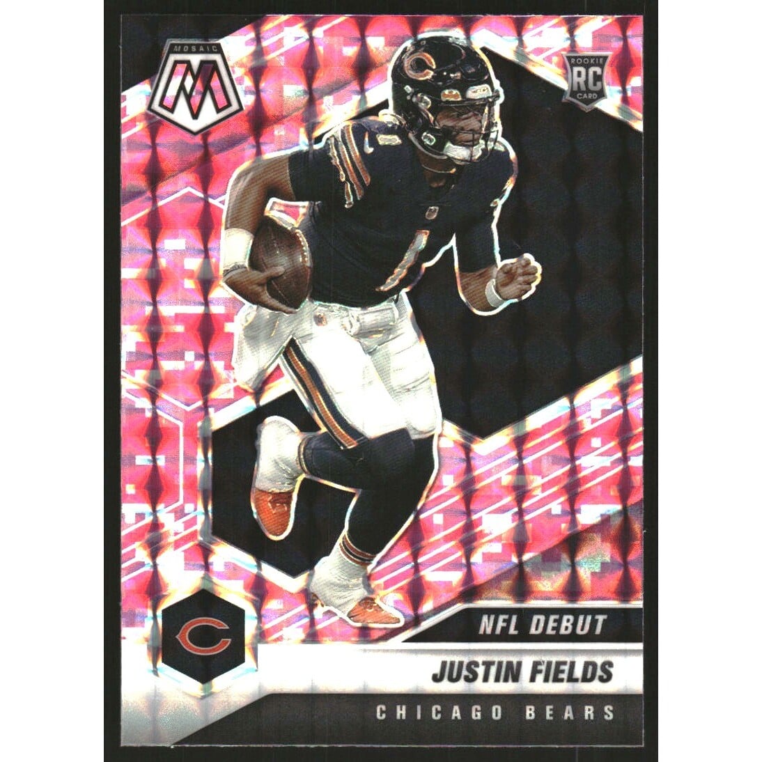 2021 Panini Mosaic Mosaic Camo Pink #242 Justin Fields DEB. rookie card picture