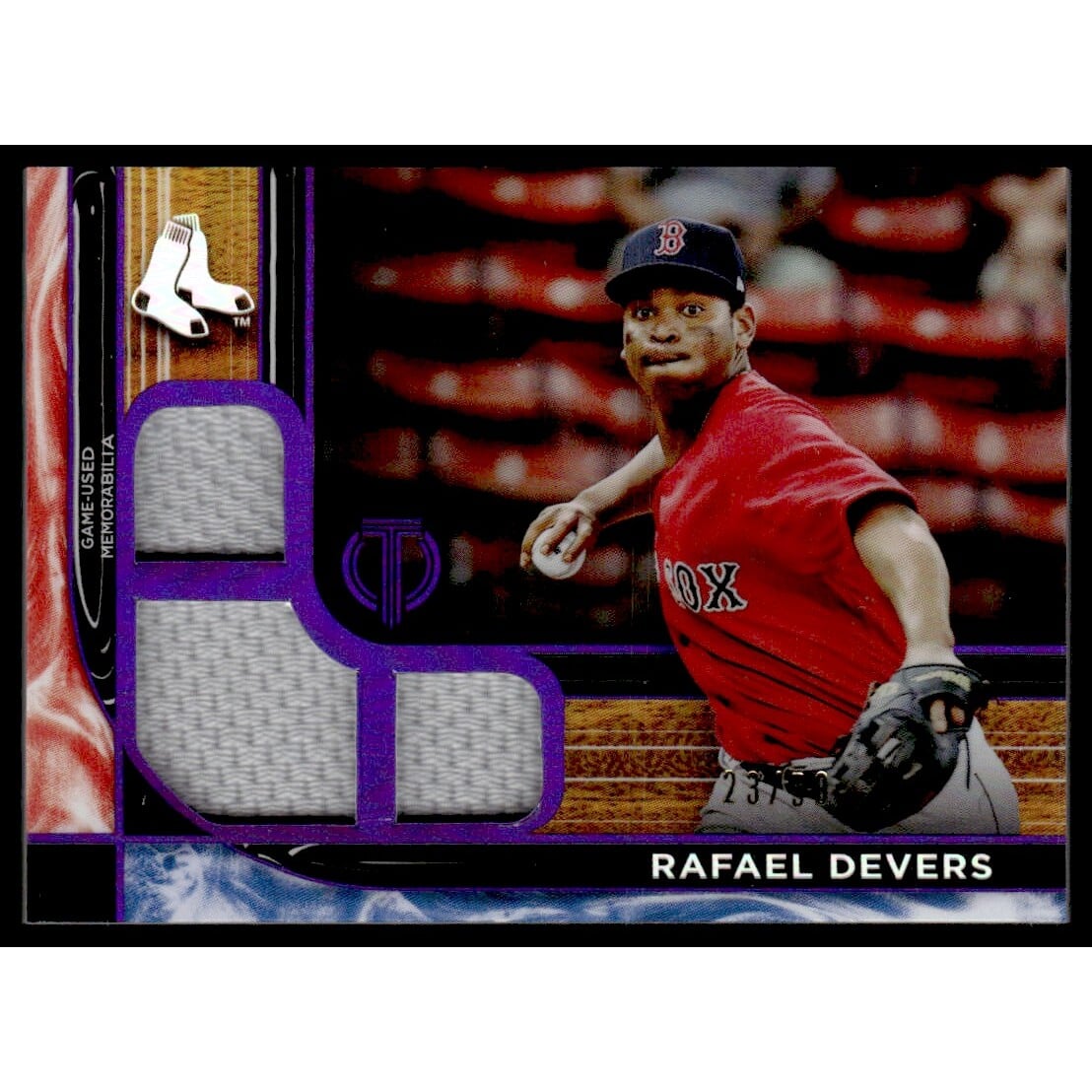 2022 Topps Tribute Triple Relics Purple #TTRRD Rafael Devers. rookie card picture