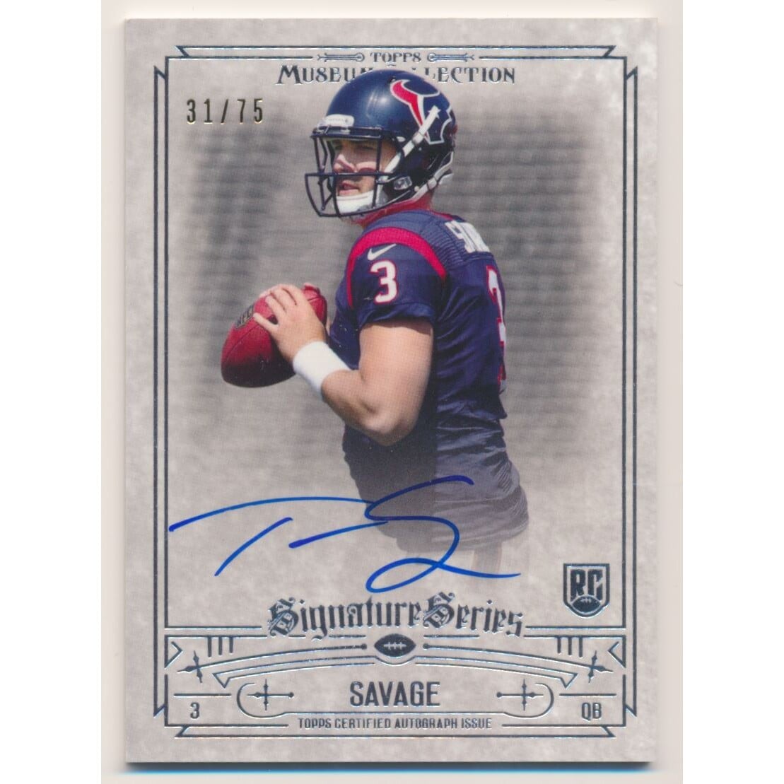 2014 Topps Museum Collection Signature Series Autographs #SSATS Tom Savage/75. rookie card picture