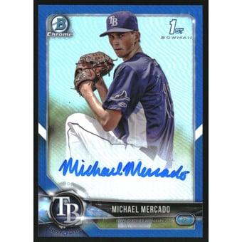 2018 Bowman Chrome Prospect Autographs Blue Refractors #CPAMM Michael Mercado