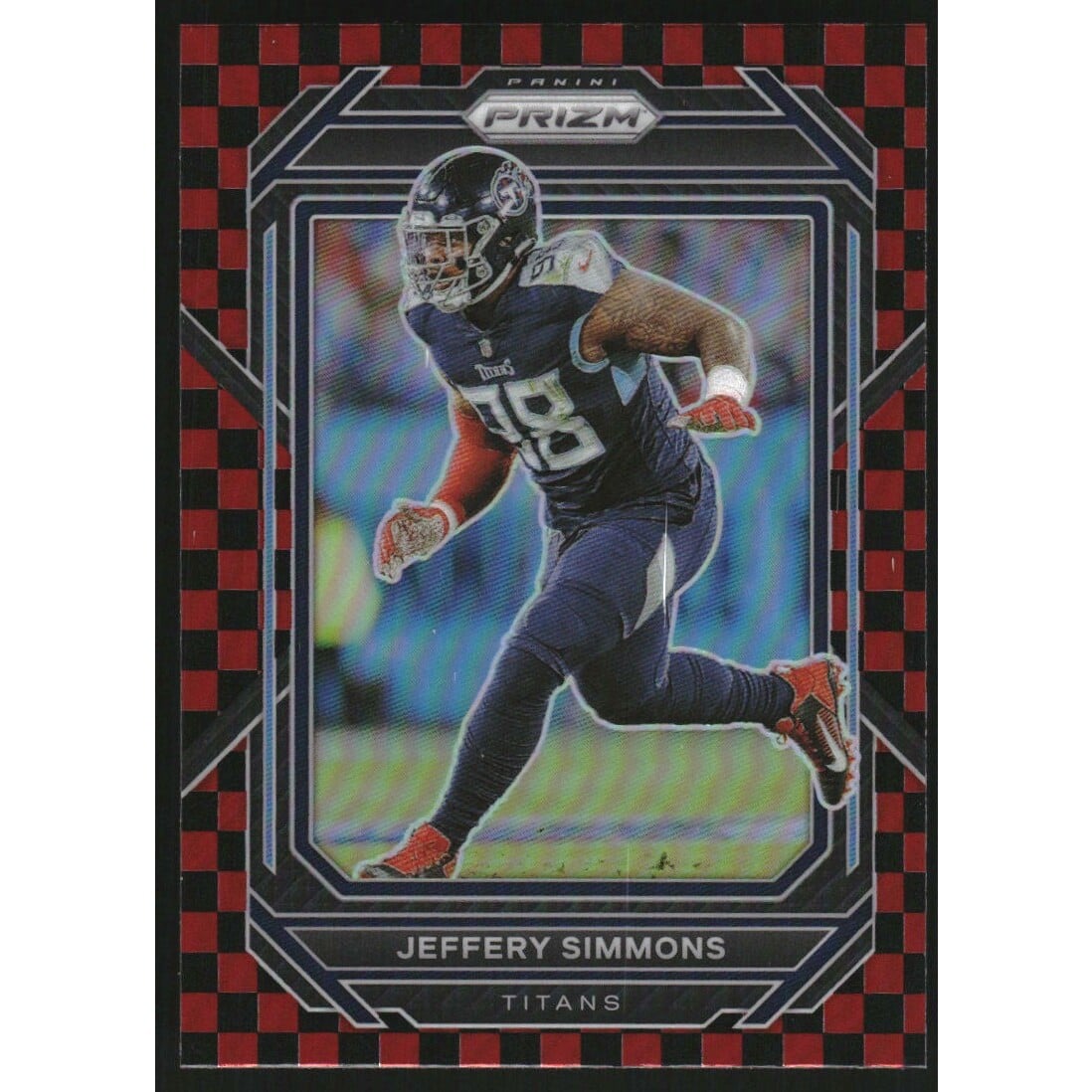 2022 Panini Prizm Prizms Black and Red Checker #289 Jeffery Simmons. rookie card picture