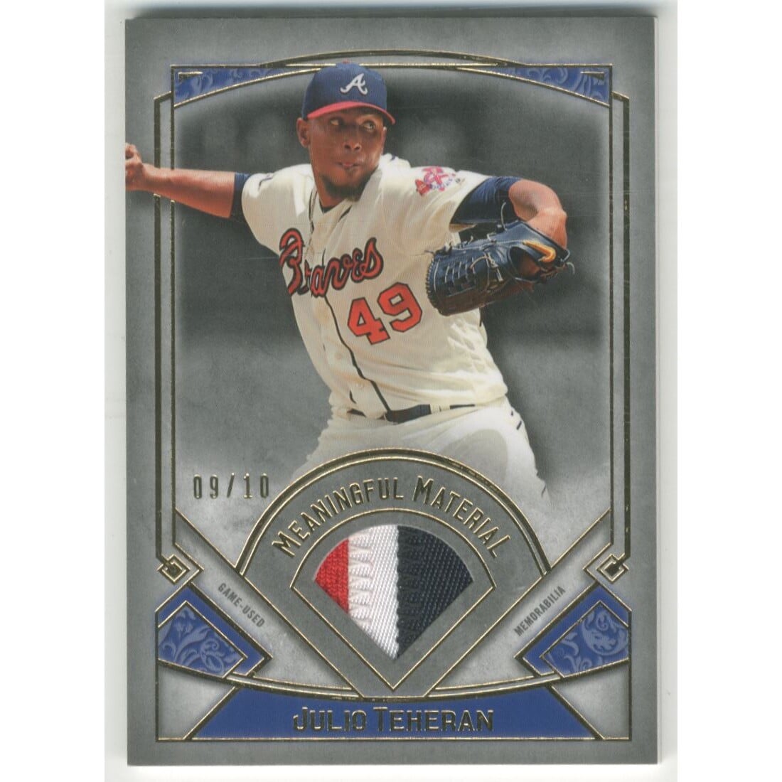 2017 Topps Museum Collection Meaningful Materials Relics Gold #MMJT Julio Teheran. rookie card picture